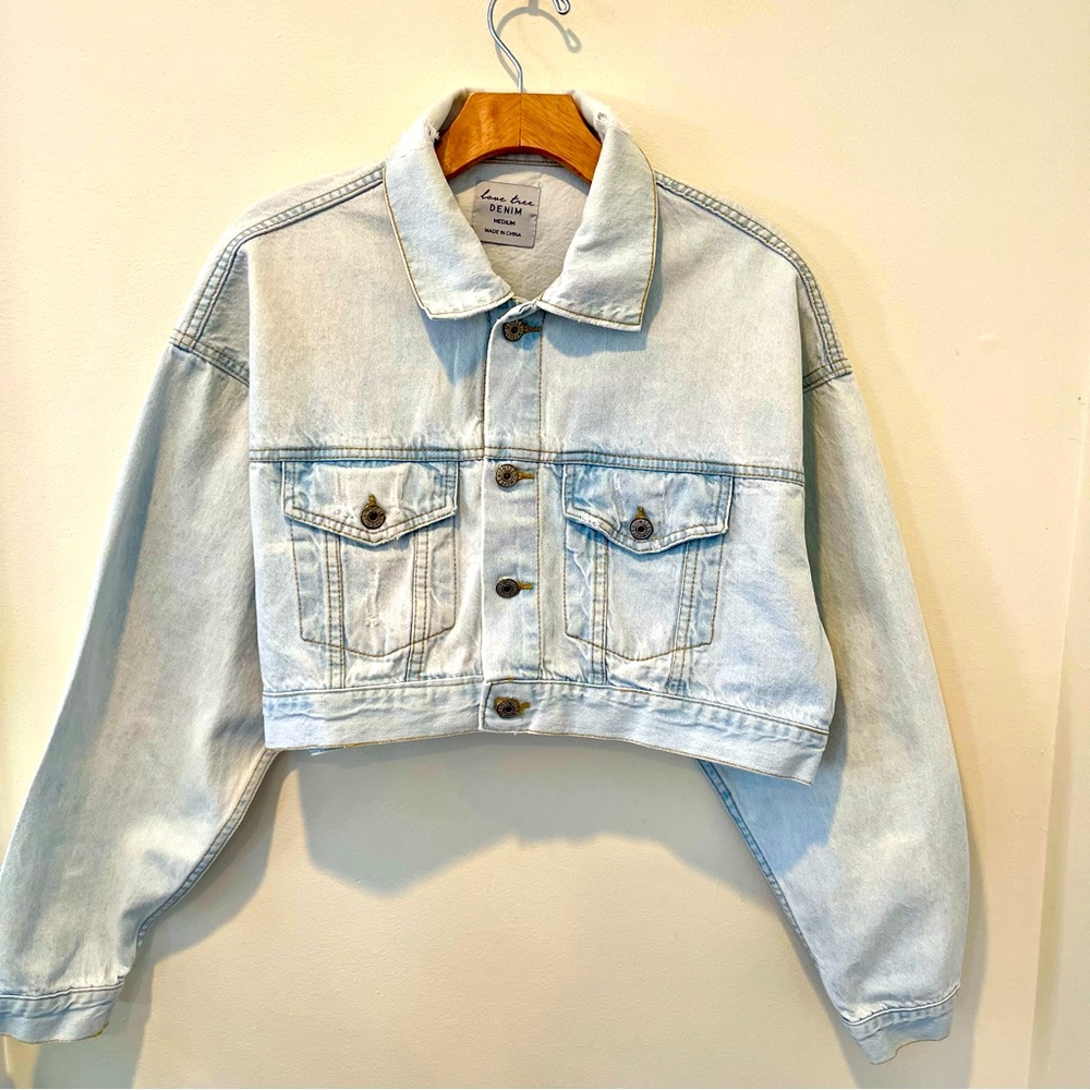 Love Tree cropped jean jacket.